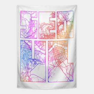 Seoul, South Korea City Map Typography - Colorful Tapestry