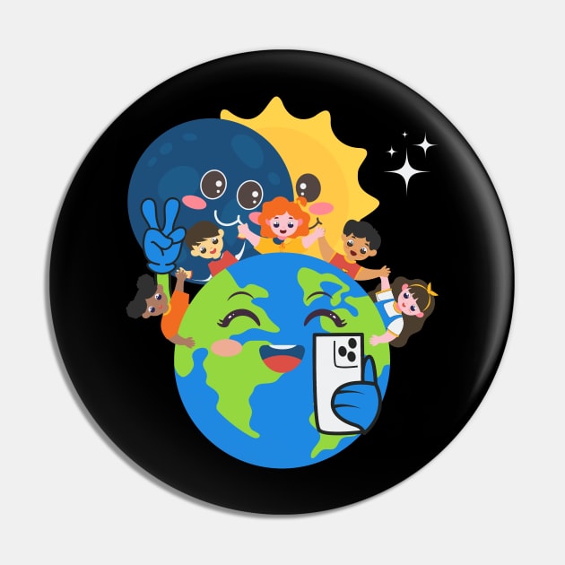 Funny Total Solar Eclipse Selfie Pin by Etopix