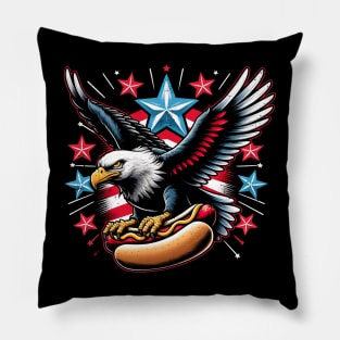 4th of july men women Hot Dogs And Freedom Patriotic Pillow