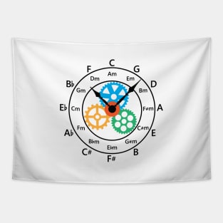 Circle of Fifths Mechanical Clock Style Light Theme Tapestry