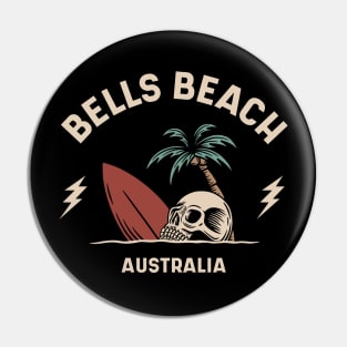 Vintage Surfing Bells Beach Australia // Retro Surf Skull Pin