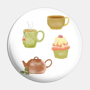 tea cup set watercolor Pin