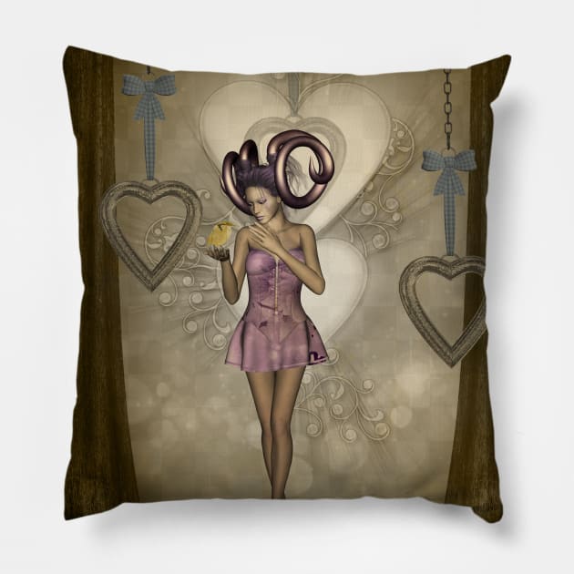 Wonderful fairy with fantasy bird Pillow by Nicky2342