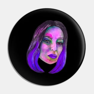 Violet watercolor girl portrait Pin