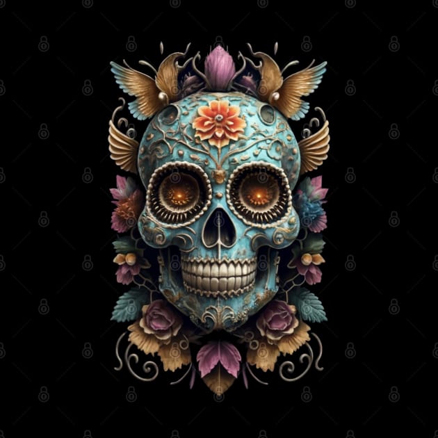 Sugar Skull Dia de los Muertos Mexican Day Of The Dead Tattoo Art Culture Punk Rock Goth Skeleton by DeanWardDesigns