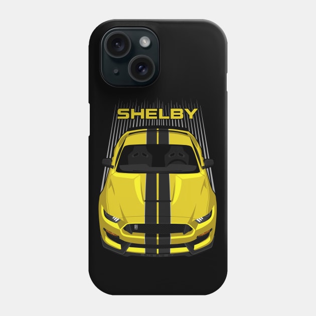 Ford Mustang Shelby GT350 2015 - 2020 - Yellow - Black Stripes Phone Case by V8social