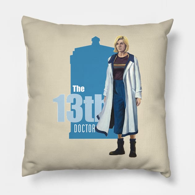 The 13th Doctor: Jodie Whittaker Pillow by Kavatar