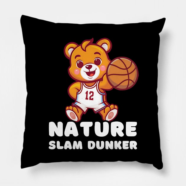 Bear PLaying Basketball Pillow by Via Lactea Design