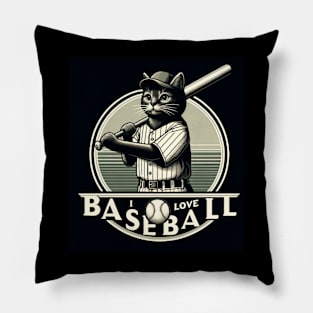 I Love Baseball Cat Baseball  Baseball Season Baseball Sport Pillow