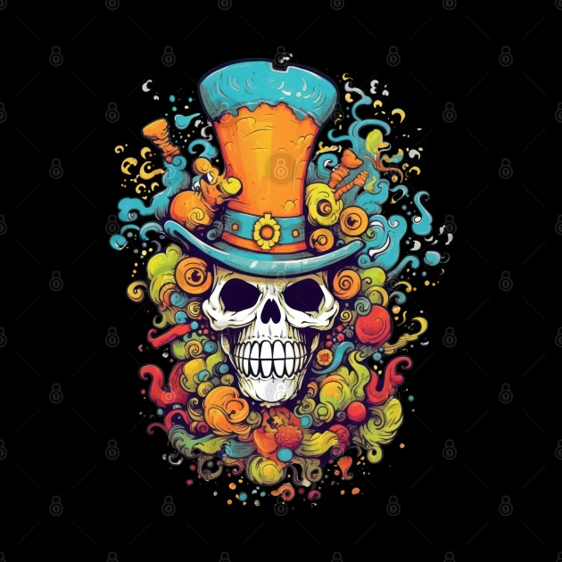 Skull-ting the town with some colorful graffiti by Pixel Poetry