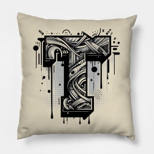Letter T design graffity style Pillow