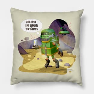 Green spacesuit, Follow your dreams. Reo Pillow