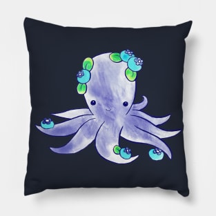 Blueberry Octopus Watercolor Pillow