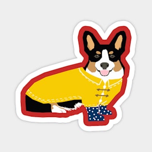 Rainy Day Tri Corgi Magnet