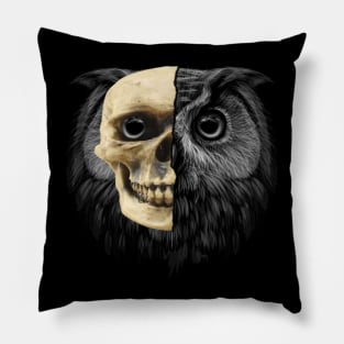 owl wearing skull mask Pillow