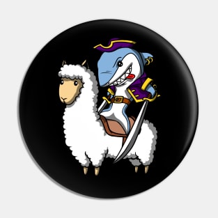 Shark Pirate Riding Llama Pin