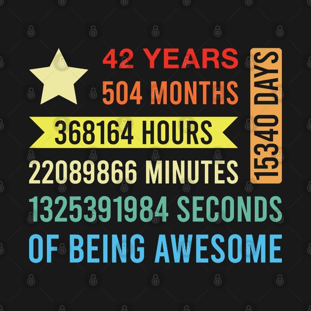 42 Years 504 Months of Being Awesome - Funny 42 Year Old 42nd Birthday by FOZClothing