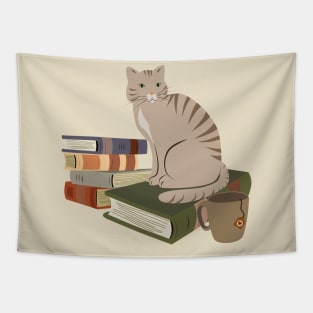 Cats, books, and tea Tapestry