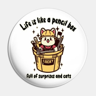 Cats with pencil box T-Shirt 01 Pin