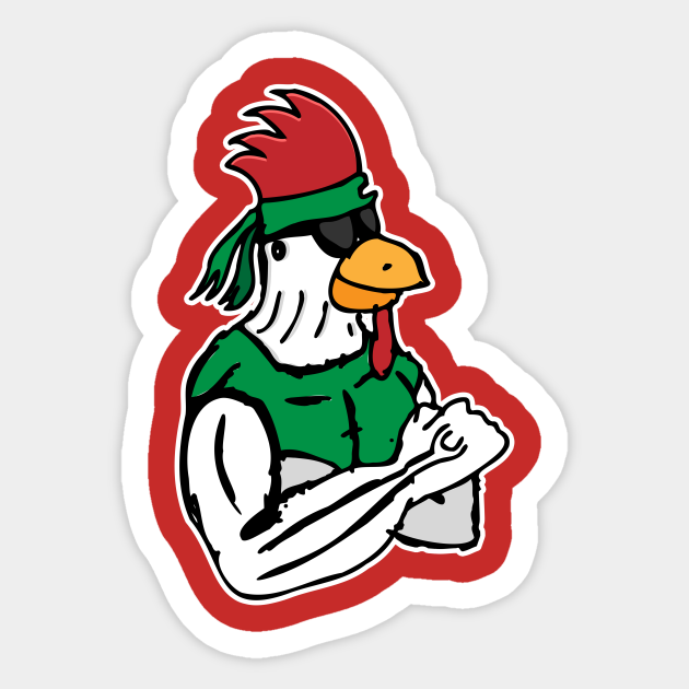 Chicken Rambo Flexing - Chicken - Sticker | TeePublic
