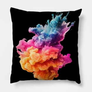 Ink Illusion - Colorful Explosion Rainbow Pillow