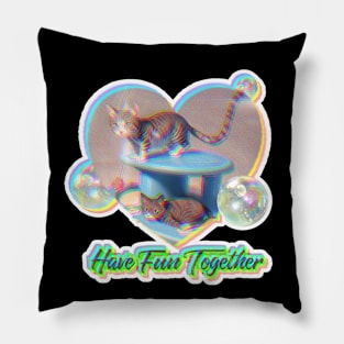 Have Fun Together CatCat Pillow