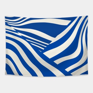 Abstract blue and white zebra lines Tapestry