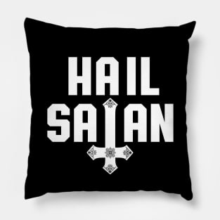 Hail Satan | White on Black | Satanic Pillow