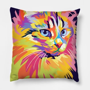 Cat Wpap Pop Art Pillow