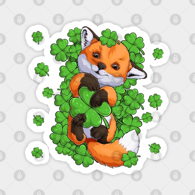 Red Fox Green Shamrocks Magnet by HolidayBug