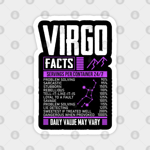 Funny Virgo Facts Virgo Girl Virgo Sign Virgo Traits Magnet by sBag-Designs