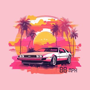 DeLorean inspired car style pink yellow T-Shirt