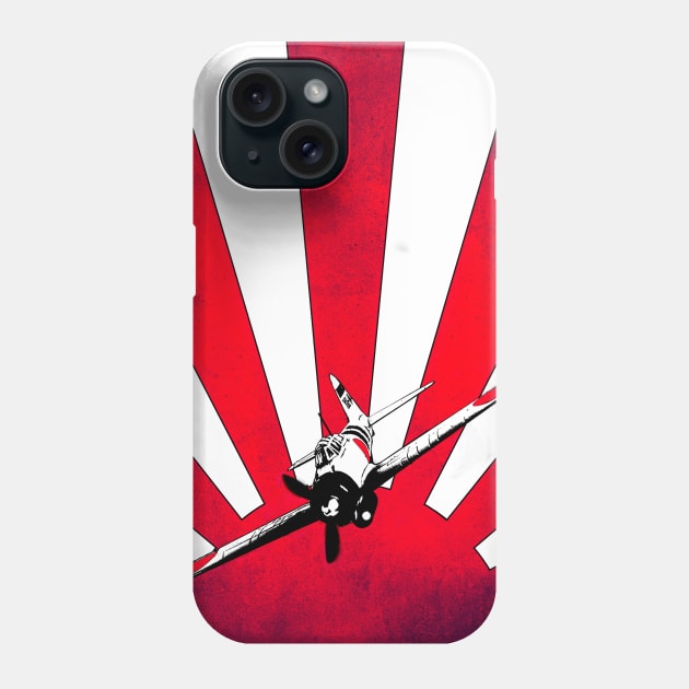 Mitsubishi A6M Zero Fighter on the rising sun flag Phone Case by Pitmatic