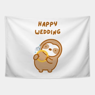 Happy Wedding Sloth Tapestry