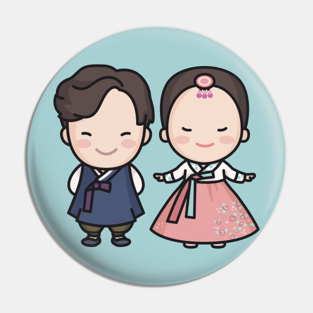 Cute Korean Wedding Couple in Traditional Clothing Cartoon - Kawaii Character - Pin | TeePublic Cute Korean Wedding Couple in Traditional Clothing Cartoon - Kawaii Character - Pin | TeePublic