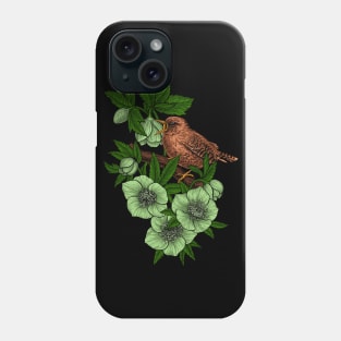 Wren and hellebore Phone Case