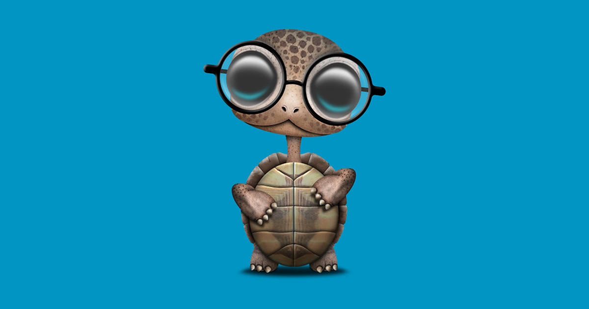 Cute Nerdy Turtle Wearing Glasses - Baby Turtle - Sticker | TeePublic