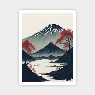 Serene Mount Fuji Sunset - Peaceful River Scenery Magnet