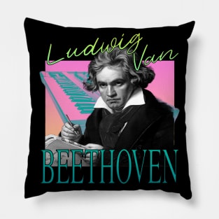 Ludwig Van Beethoven - Retro 80's Synth Wave Band Neon Aesthetic Pillow