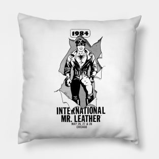 Mr. Leather Gay LGBT Vintage Retro Pillow