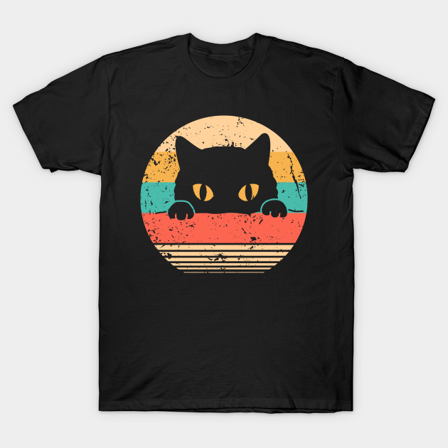 Vintage Black Cat Lover, Retro Style Cats - Black Cat - T-Shirt