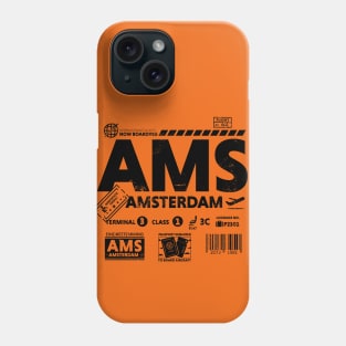 Vintage Amsterdam AMS Airport Code Travel Day Retro Travel Tag Oranje Phone Case