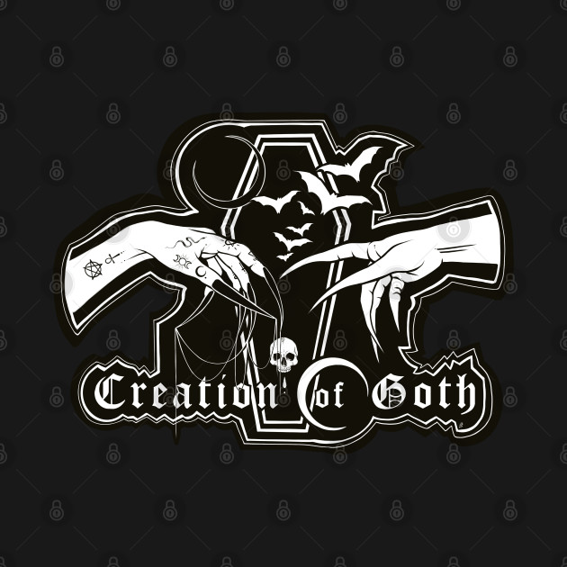 Creation of Goth - retro dark, half moon, night night, vampire, dark sticker, gothic Creation of Adam by SSINAMOON COVEN