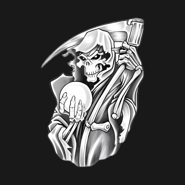 Grim Reaper Death Shirt Black and White by joyjeff