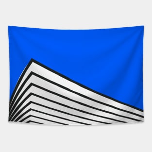 Geometric abstract blue skyline Tapestry