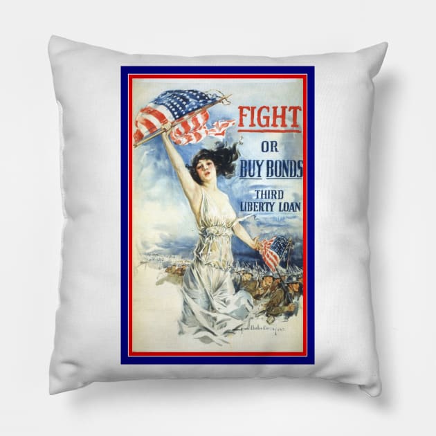 Lady Liberty with American Flag Pillow by MasterpieceCafe