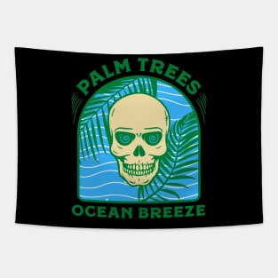 Palm Trees Ocean Breeze Skeleton Beach Party Tapestry