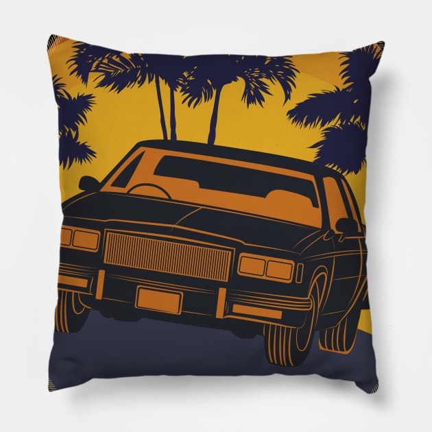 Classic Car Sunset Pillow by SWON Design