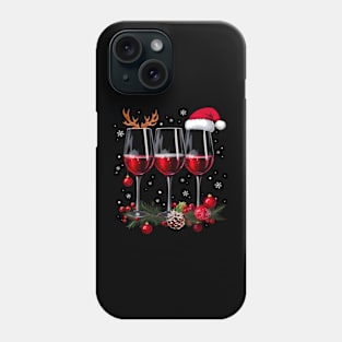 Xmas Glass of Red Wine Santa Hat Christmas Pajama Men Women Phone Case