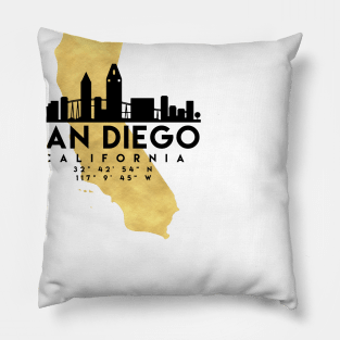 San Diego California Skyline Map Art Pillow